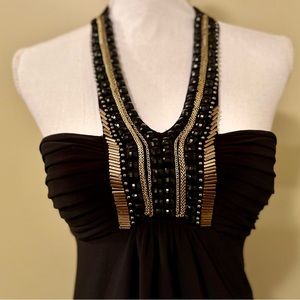 Black Cache Stretchy Top With Halter Tie!